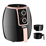 Friteuse Scheffler 3,7L Heißluftfritteuse,1500W Airfryer,Friteuse Heissluft ohne Fett,Power Airfryer,Heissluft Fritteusen Ohne Öl mit Thermostat und Timer, BPA und PFOA F