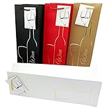 8er Pack Premium Wein-Geschenktüten mit Geschenkanhänger und Griffen - Silhouette Flasche & Glas Design - Weinflaschenhalter für Hochzeit, Jubiläum, Geburtstag, besondere Anlässe - 39cm x 12cm x 9