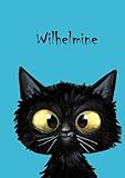 Wilhelmine: Personalisiertes Notizbuch, DIN A5, 80 blanko Seiten mit kleiner Katze auf jeder rechten unteren Seite. Durch Vornamen auf dem Cover, eine ... Coverfinish. Über 2500 Namen b