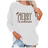TTWOMEN Damen Rundhals Langarm Pullover Casual Christmas Leopard Print Loose Fit Sweatershirt Top