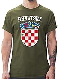 Fussball WM 2022 Fanartikel - Kroatien Wappen EM - XL - Army Grün - Kroatien Tshirt Herren - L190 - Tshirt Herren und Männer T-S