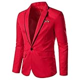Moweja Herren Sport Mäntel & Blazer Slim Fit Ein-Knopf Formal Mode Anzug Jacke Mäntel, rot, 54