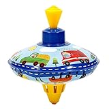 Brummkreisel für Kinder, Metall Kreisel, Schwungkreisel aus Blech, klassischer Pumpkreisel, Blechkreisel mit Spitze, Spielzeugkreisel für Kinder ab 18 M