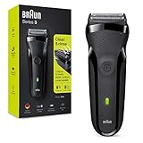 Braun Series 3 300 Elektrorasierer Elektrorasierer für Männer mit 3 flexiblen Klingen Wiederaufladbar und Kabellos Elektrisch Folie Waschbar Rasierer Schwarz 2 Pin Steck