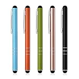 Eingabestift 5 Stück Touchstift Stylus Pen Touchscreen Stift für iPhone Samsung Galaxy Huawei Tablets und Alle Smartphone, Farbe：Schwarz, Gold, Grün, Orange, B