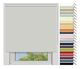 EFIXS Thermorollo Medium - 25 mm Welle - Farbe: hellgrau (054) - Breiten: 40-240 cm - Hier: 200 x 190 cm (Stoffbreite x Höhe) - Hitzeschutzrollo - Verdunklung
