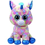 TY Unicorn 36890 Blitz, Einhorn Blau/Bunt 42cm, mit Glitzeraugen, Beanie Boo's, 42