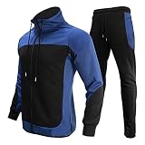 Hffan Herren Fitness Trainingsanzug Jogginganzug Sportanzug Freizeitanzug Tracksuit Jogginghose und Durchgehender Reißverschluss mit Pullover Sweatshirt S