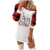 Langes Partykleid, langes Kleid für den Sommer, Weihnachts-Sweatshirtkleid für Damen, mit bedeckten Schultern, Sommerkleid für Damen, lustiges Weihnachtsmannkleid, kaltes Schulter, D-rot, S