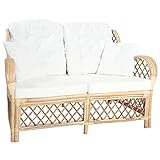 Yagosodee Sofa Wohnzimmer Schlaffunktion Schnittsofas für Wohnzimmer 2 Sitzer mit weißen Kissen Armlehnen für Rattan-W