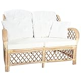 Yagosodee Sofa Wohnzimmer Schlaffunktion Schnittsofas für Wohnzimmer 2 Sitzer mit weißen Kissen Armlehnen für Rattan-W