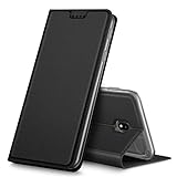 Verco Handyhülle für Galaxy J3 (2017), Premium Handy Flip Cover für Samsung Galaxy J3 Hülle [integr. Magnet] Book Case PU Leder Tasche [J3 J330], Schw