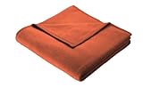 Biederlack Wohn- und Kuscheldecke, 86 % Polyacryl (Dralon), Veloursband-Einfassung, 150 x 200 cm, Terracotta, Thermosoft, 240776