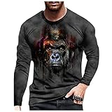 3D Drucken Sweatshirt Herren Zombie Magier 3D Druck Langarm T-Shirt Casual Männer Cool Mode Printed Langarmshirt Tops Aufdruck Punk Rundhals Tee Shirt Tops Vintage Gotisch Pullover T-S