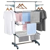 nxtbuy | Wäscheständer LaundryFlex Plus Grau | Faltbarer Wäschetrockner Turm mit Extra Viel Platz auf 6 Ebenen | Mobil, Flexibel, Ausziehbar | Wäscheturm aus Pulverbeschichtetem Stahl &