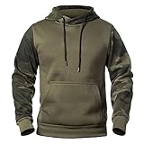 Herren-Kapuzenpullover, Fleece, Camouflage, Patchwork-Top mit Tasche, Größe M - XXL, armee-grün, M