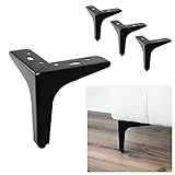 P17 | Modell Siena | Set mit 4 Füßen + 16 Schrauben | Höhe 13 cm | Beine für Sofas, Möbel, Schränke, Sessel | Füße aus Metall für modernes und elegantes Design | (Schwarz)