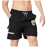 AWDX Schnelltrocknende Kurze Wanderhose Stretch Trail Hybrid Sport Shorts Herren Laufshorts mit Kordelzug Bermuda Hosen Sommer Sportshorts Sporthose Funktionshose Trainingshose Running Gym W