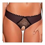 VisSec Damen String Tanga Ouvert Slip Sexy Unterwäsche Unterhosen Dessous Offener Schritt Wetlook Reizvoller Niedrige Taille, (Schwarz, L)