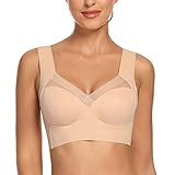 WOWENY Damen Vollschalen BH - Damen Nahtlos Spitzen BH - Komfort BHS Ohne Bügel - Zero Feel Bralette für Frauen, Weich und Bequem, Klassische Bustier Damen BH Modern Feeling (Beige, M, m)