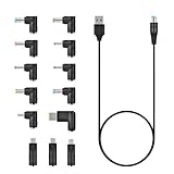 aceyoon Hohlstecker Adapter Universal Netzteil 13 Stück 90 Grad DC Hohlstecker und 3A USB auf DC Stecker Kabel 1m USB Hohlstecker Adapterkabel 5,5 x2,1mm zu 13 Stecker für Laptop, Router MEHRWEG