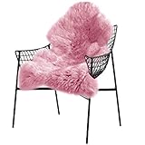 WOLTU Faux Lammfell Teppich, Kunstfell Schaffell Longhair Vorleger oder Matte, Lammfellimitat Wollteppich Sofa Matte Wolle Bettvorleger für Wohnzimmer Schlafzimmer kinderzimmer (Rosa, 90 x 60 cm)