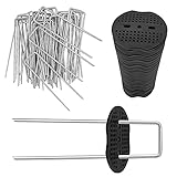 FROVOL Gartenstifte 40 STK 4 x 150 mm Verdickte verzinkte geschliffene Stahlstifte mit 40 Buffer Washer Garden Pegs Stak