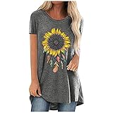 Damen Tshirt Damen T-Shirt Sweatshirt Locker Freizeit Tunika Bequeme Casual Loose Fit Oberteil Top Sommer Damen Tshirt T Shirt Sport T