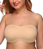 HACI Damen Ungefüttert Trägerloser BH für Übergröße Nahtlose Bügel Große Büste Bandeau, beige, 85DD