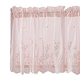 Seeyouagan Elegante Küche Kaffee Spitze Saum Kurzvorhang Blumendruck Mesh Modern Jacquard，Küchenkurzvorhang，