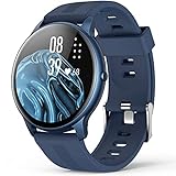 Smartwatch, AGPTEK 1,3 Zoll runde Armbanduhr mit personalisiertem Bildschirm, Musiksteuerung, Herzfrequenz, Schrittzähler, Kalorien, usw. IP68 Wasserdicht Fitness Tracker für iOS und Android, B