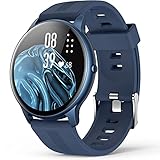 Smartwatch, AGPTEK 1,3 Zoll runde Armbanduhr mit personalisiertem Bildschirm, Musiksteuerung, Herzfrequenz, Schrittzähler, Kalorien, usw. IP68 Wasserdicht Fitness Tracker für iOS und Android, B