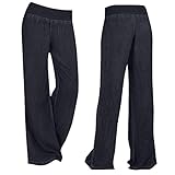 Freizeithose Damen Weites Bein: Baggy Jeans Frauen Jeanshosen Lang Jogginghose Loose Fit Yogahosen Damen Straight Haushose- Sweathose- Jeans- Sporthose- Hohe Taille- Denim H