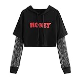 Vohiko Damen Hoodie Kapuzenpullover Langarm Sweatshirt Kapuzensweatshirt mit Kapuze und Kordelzug Pullover Los Angeles Hoodie Tops Oberteile Frauen Teenager Mädchen Mode Sweater Tops Casual B