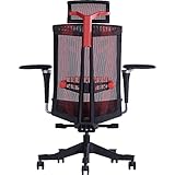 Commodore by Realm of Thrones – Ergonomischer Schreibtischstuhl, Bürostuhl, Druck & Höhenverstellbare Lendenwirbelstütze, 4-fach verstellbarer Sitz & Kopfstütze (Red Insignia)