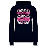Schwester und Tante Geschenk - Beste Patentante der Welt - Fuchsia/weiß - XL - Navy Blau - JH001F_Hoodie_Damen - JH001F - Damen Hoodie und Kapuzenpullover für F