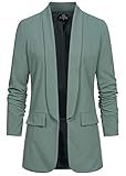 Styleboom Fashion® Damen 3/4 Arm Longform Blazer 2 Deko Taschen Chinois grü