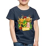 JoNaLu Jo Naya Und Lu Winken Fröhlich Kinder Premium T-Shirt, 98-104, Navy