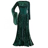 SHIZUANYUE Damen Mittelalter Kleid Renaissance Gothic Retro Celtic Frauen Kleider Party Cosplay Kostüm Prinzessin Kleider Langarm Ballkleider Bodenlangen Steampunk Karneval Fasching Halloween Kleidung