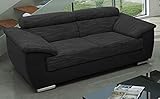 Froschkönig24 DORIO Sofagarnitur Polstergarnitur Sofa Couch 2-Sitzer Schwarz/Schwarz, Füße:Echtholz Weng