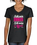 Comedy Shirts - Nicht mein Zirkus, Nicht Meine Affen - Damen V-Neck T-Shirt - Schwarz/Weiss-Pink Gr. L