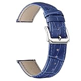 BINLUN Uhrenarmband aus echtem Leder, Schnellverschluss, Ersatzarmband mit 12 Farben und Größ