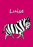 personalisiertes Malbuch / Notizbuch / Tagebuch - Luise: Zebra - A4 - blanko - pink