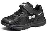 Mishansha Turnschuhe Kinder Leichte Sportschuhe Jungen Atmungsaktiv Sneaker Mädchen Outdoor Klettverschluss Freizeit Laufschuhe Kinder rutschfest Mode Hallenschuhe Schwarz 26