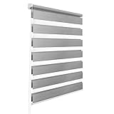 Sol Royal Klemmfix Doppelrollo ohne Bohren SolDecor DR8 Rollo 100x150 cm Duo Rollo Grau – Fenster Sichtschutz Vario Rollo mit Extra breite Streifen inkl. Klemmträg