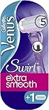 Gillette Venus Extra Smooth Swirl Rasierer Damen mit Feuchtigkeitsstreifen für Hautschutz, Damenrasierer + 2 Rasierkling