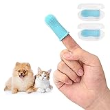 FANTESI 2 Stück Hundezahnbürsten, Pet Fingerzahnbürste Dentalhygiene-Bürsten Silikon Finger Zahnbürsten für Hund und Katze Zahnpflege(Blau)