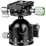 Koolehaoda Low-Profile-Kugelkopf, 360-Grad-Doppel-Panoramakopf Φ45 mm Metallkugeldurchmesser, Doppel-U-Kerbe, geeignet für SLR-Kamerastativ Einbeinstativ, maximale Belastung 20 kg (E3 + H2)