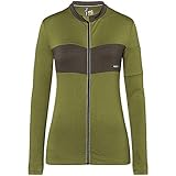 super.natural W Grava Long-Sleeve Jersey Colorblock-Braun-Grün, Damen Merino T-Shirt, Größe M - Farbe Avocado - W