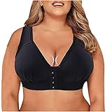 Goosuny Damen Vollschalen BH Vorderverschluss Push Up BH Mädchen BH mit Verschluss vorne Ohne Bügel Komfort Nahtlose Bustier Crop Dessous Unterwäsche Bralette Top